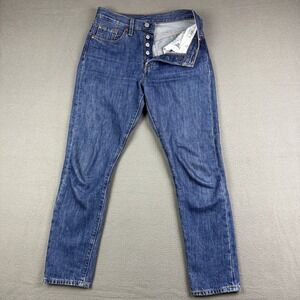 Levis Premium 501 Skinny Womens 25x28 Medium Wash Button‎ Fly Denim Jeans